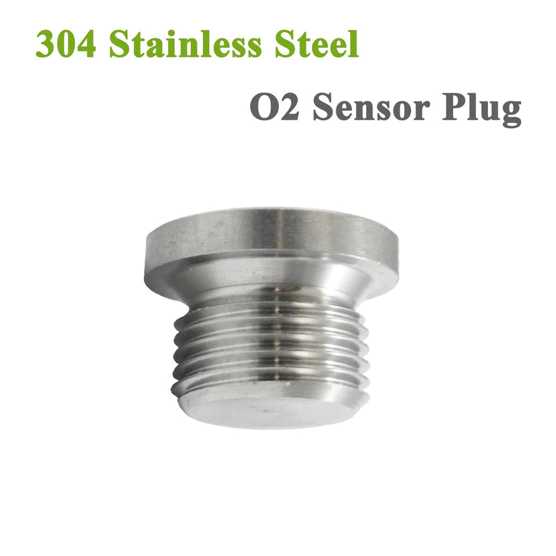 O2 Sensor Bung, Stainless Steel Oxygen Sensor Mounting Bungs and Plugs, M18 X 1.5 Thread Notched Style Oxygen Sensor Fitting Bungs, Suitable for 1.5-2 inch Pipe- 2 Bungs/2 Plugs Fit 1.5-2 inch Pipe