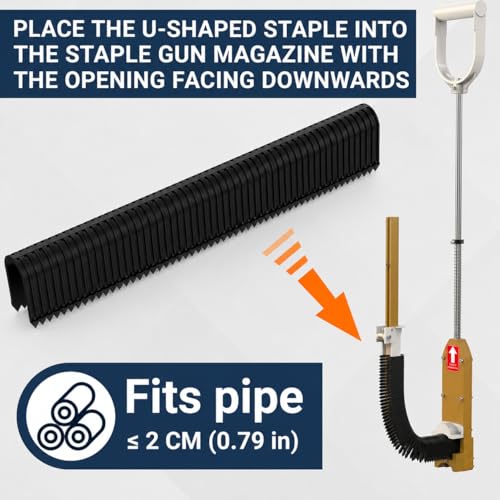 1100 Pcs PEX Pipe Staples for Foamboard Stapler, 1.65 Inch U-Shaped Staples for 3/4 Inch Radiant Floor Heating Pipe, Fits 1 Inch and 2 Inch Foam Board, Black Floor Heating Pipe Clips