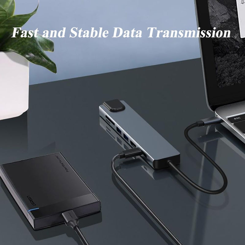 8 in 1 USB C Adapter, 4K@30Hz HDMI Output Multi-Port Type C Hub, Fast Charging USB C Converter with Ethernet Port, SD/TF Card Reader, Type C Docking Station Compatible with Laptops, Mouse, Keyboard
