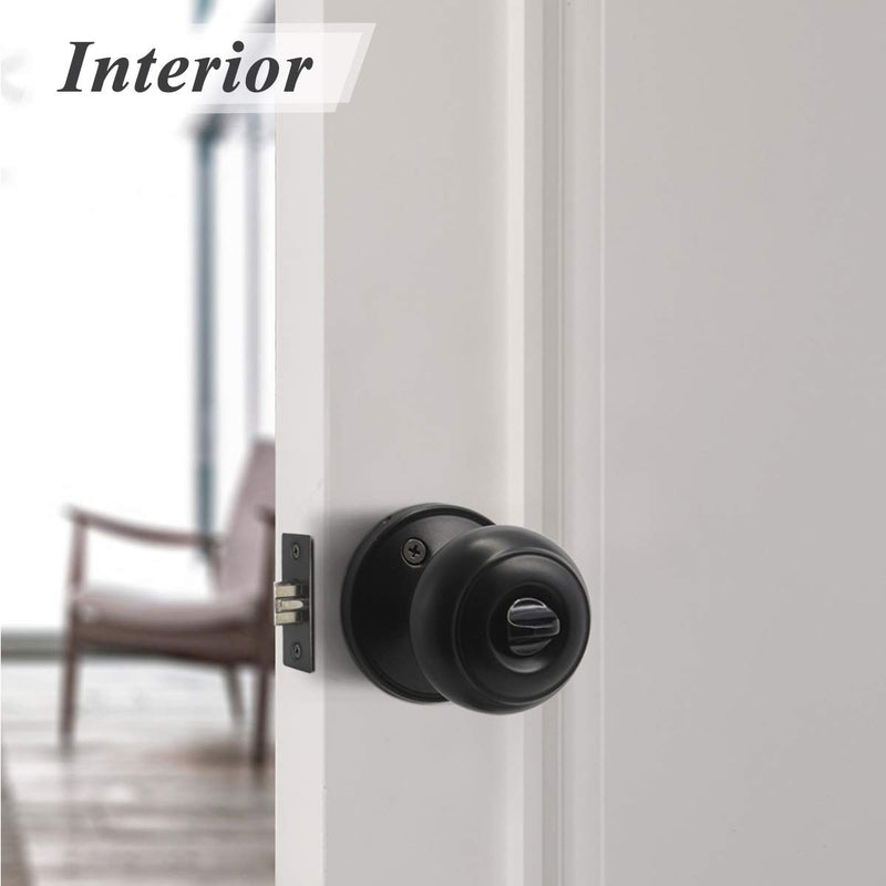 Probrico Black Entry with Key Door Lockset Knobs Flat Ball Keyed Entrance Lock Knobs 1 Pack