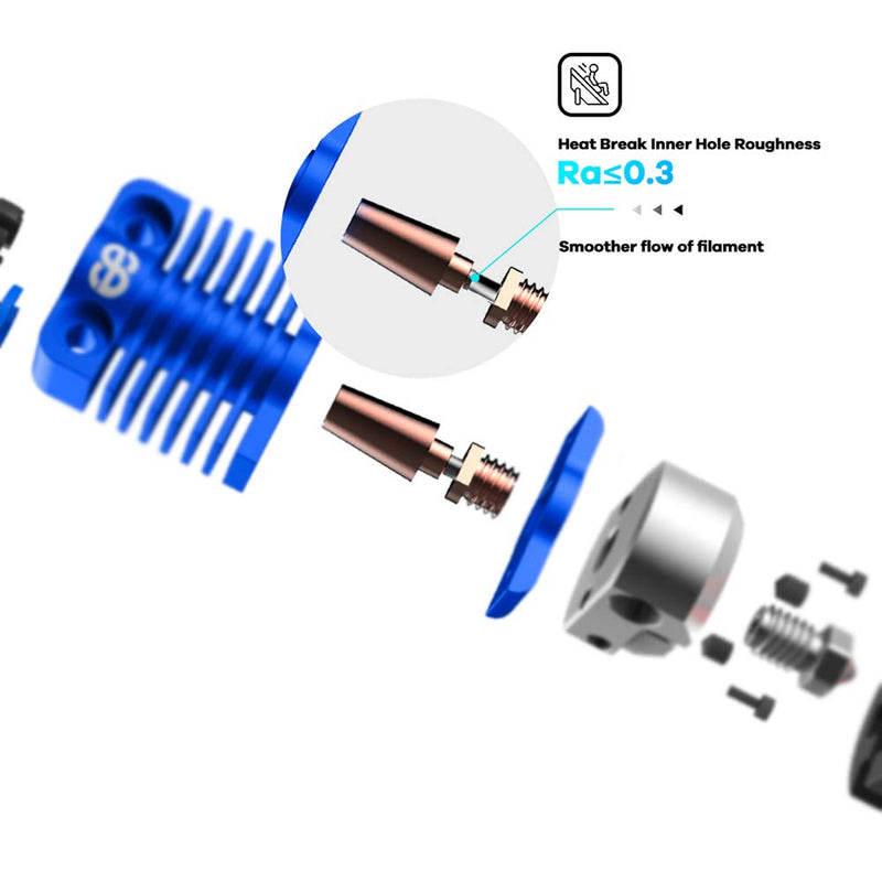 All Metal Dragonfly HOTEND BMS Phaetus Ender 3 Upgraded Hot End Printhead | Bimetal Heatbreak Plated Copper Nozzle, Heater Block for Upgrade CR10 Ender 3s Ender 3 Pro V2 CR-10 Ender 5 Pro 3D Printer
