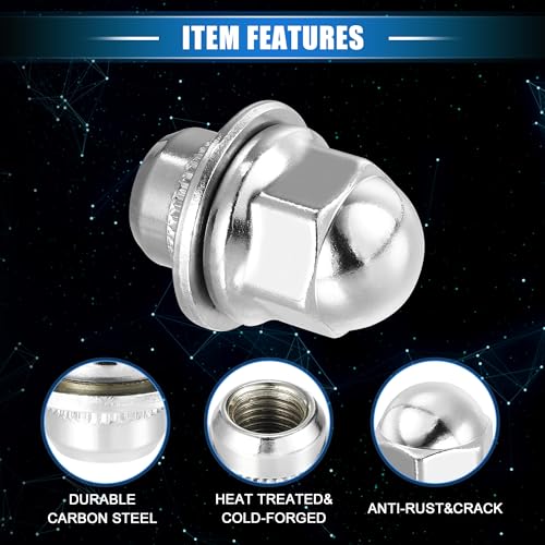 20 Pcs Wheel Lug Nuts Compatible for Mitsubishi Eclipse for Chrysler Sebring, Durable M12 x 1.5 Carbon Steel Silver Tone Tire Lugnuts 20