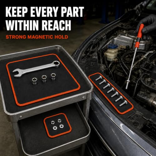 3-Piece Magnetic Tool Mat Set with Pickup Tool for Mechanics