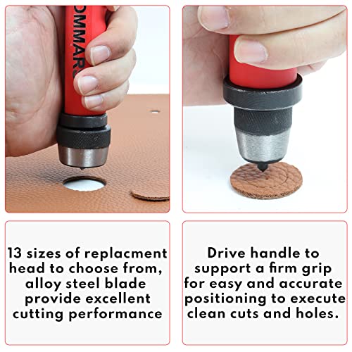 TOMMARS 14-Piece Hollow Punch Set, 5-35 mm (3/16 to 1-3/8 Inch)