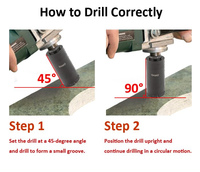 DAMO 2-1/2 inch Diamond Core Drill Bit for Porcelain, Ceramic, Tile, Quartzite, Granite, Marble, Stone & Brick, Hole Saw 64mm 64mm 2-1/2"