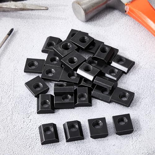 100 Pack 15 Series 5/16"-18 Slide in Economy T-nut, Threaded Steel Standard Slide in T-nut T-Slot Nuts Accessory Black Galvanized for Aluminum Extrusion T Slot Track DIY UNC Threaded 100 5/16''-18