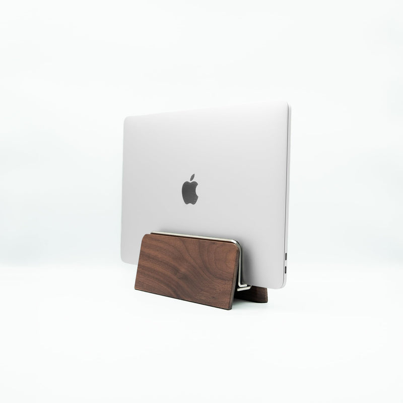 Raico Verical Laptop Stand MacBook Walnut Wood Dual Laptop Vertical Setup Holder Stand (Walnut Wood, Single Slot | Adjustable)