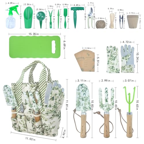 Gardenwind 32pcs Gardening Tools for Women Heavy Duty Gardening Tools Set with Fashion and Function, Water Proof Garden Tool Set, Gardening Gifts for Women