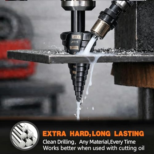 1/4"-2-3/8" XL Step Drill Bit, HSS Double Flute, Metal Wood 1/4" - 2-3/8"