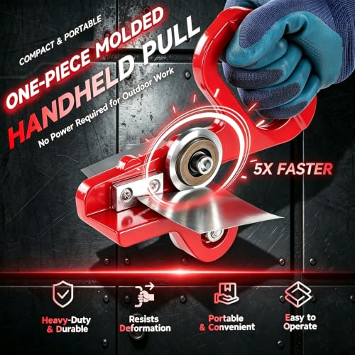 Manual Sheet Metal Cutter Hand Pull Tin Snips Portable Roof Cutting Tools Rotary Metal Plate Shears Double Wheels Scissors Handheld Straight Cut Nibbler Panel Slitter (13.7 IN) 13.7 IN