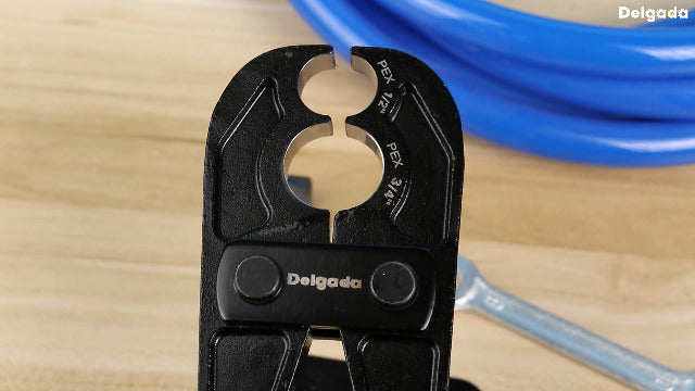 Delgada PEX Crimping Tool 1/2" & 3/4" Combo PEX Crimper Kit for Crimping Copper Rings with Go/No-Go Gauge ASTM F1807 Standard Compliant DL-1824