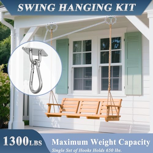 OHIYO Heavy Duty M10 Hanging Bundle: 4 Self-Tapping Eye Hooks (6.3inch) + 2 Pad & 2 Snap Hooks for Hammock, Swing, Yoga, Indoor/Outdoor