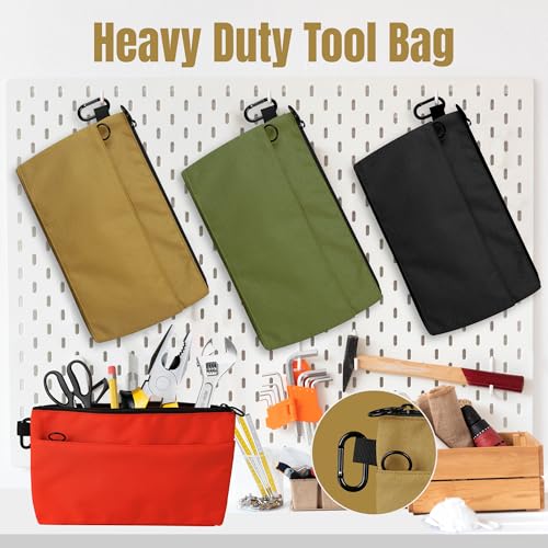 5-Piece Tool Organizer Set – 4 Pack Small Tool Pouch Bags + 1 Portable Small Tool Hand Bag with Shoulder Strap, Heavy Duty Waterproof Oxford Tool Bag Combo for Electricians, Carpenters, Mechanics, DIY