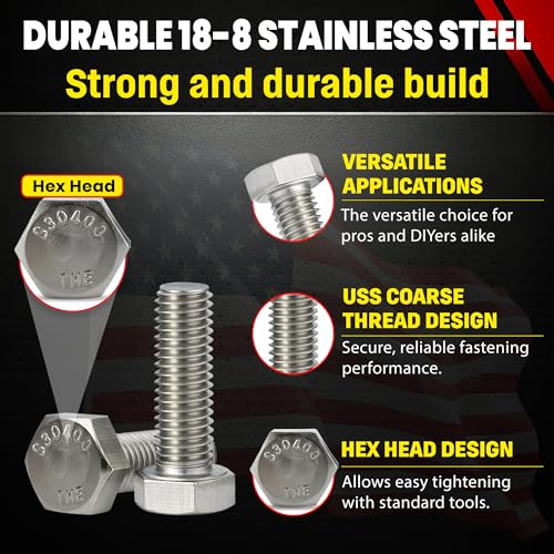 Chenango Supply 5/8-11 x 2 Stainless Steel Hex Head Bolts 5/8-11 x 2"