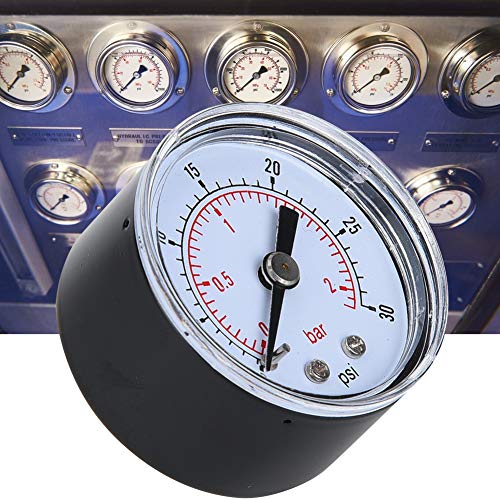 Air Pressure Gauge Mechanical Pressure Gauge for Air Oil Water 1/8 Inch BSPT Return Connection (0-30 psi, 0-2 bar)