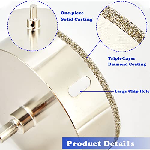 4 1/2 Inch + 1 3/8 Inch Diamond Hole Saw with Pilot Bit, Tile Hole Saw with Guiding Drill Bit in The Center for Glass, Porcelain Tile,Ceramics, Marble and Granite