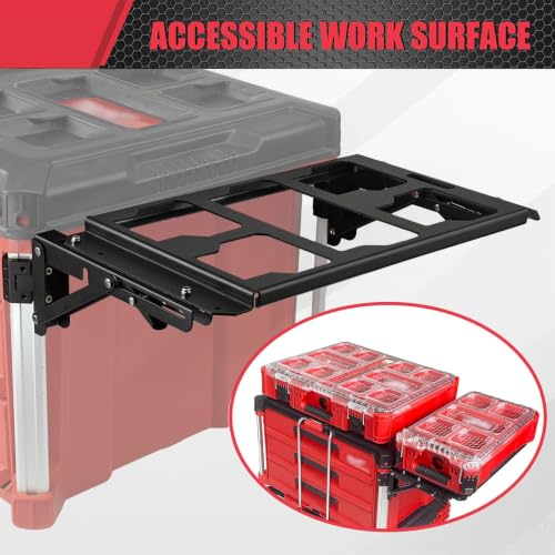 Folding Side Storage Mount Compatible with Milwaukee PACKOUT Tool Box System, Foldable Side Organizer Holder for Compact Tool Boxes, Organizers, Backpacks & Tool Pouches,Aluminum Aluminum