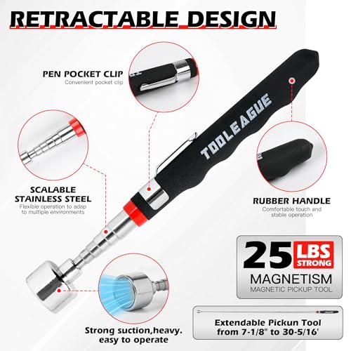 TOOLEAGUE 3Pcs Magnetic Tool Mat with 25Lb Telescoping Magnetic Pickup Pen 3Pcs Magnetic Mats with Pickup Tool