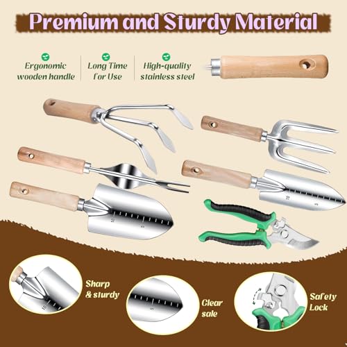 Gardening Tool Set with Tote Bag Heavy-Duty Garden Tools Gardening Gift Purple