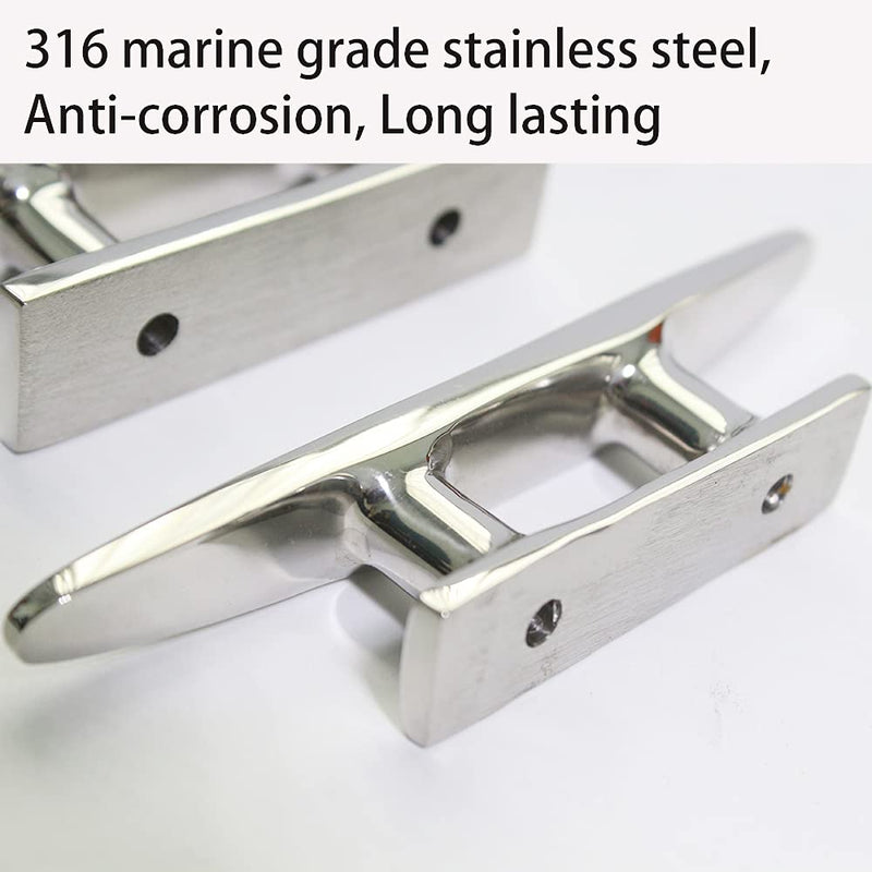 Boat Cleat Open Base 4/5 /6/8 inch, Dock Cleat 316 Stainless Steel Marine Grade, Include Installation Screws 4 inch