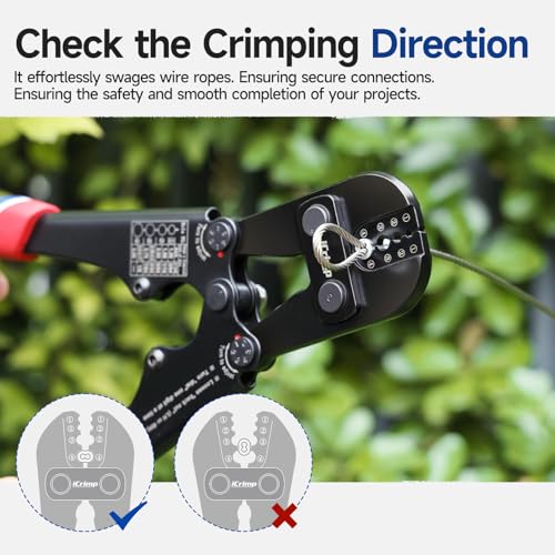 iCrimp Wire Rope Crimper 3/64" to 1/8" for railing, cable & fishing IWS-1608M-US