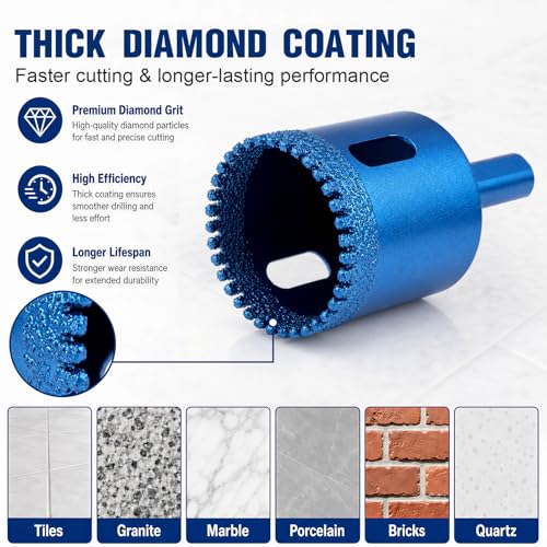 16-Piece Diamond Hole Saw Set, 1/4-2 Inch Tile Drill Bits with Guide 16