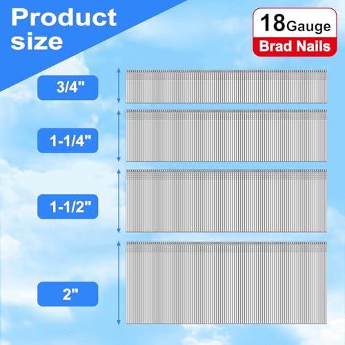 SimCos 18 Gauge Brad Nails 4 Sizes (2",1-1/2",1-1/4",3/4"),4000-Pack Assembly 4000