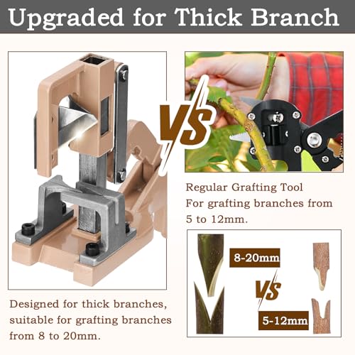 Grafting Tool Grafting Scissor Set for Thick Branch, Full Metal Cutting Accessories with 2 pcs Grafting Tapes, Anti-Slip Handle, for Plant Grafting
