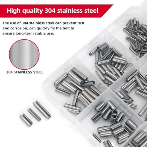 424-Piece Stainless Steel Roll Pin Kit（14 Types, and 9pcs Roll Pin Punch Set for Machinery, Automotive & DIY Repairs