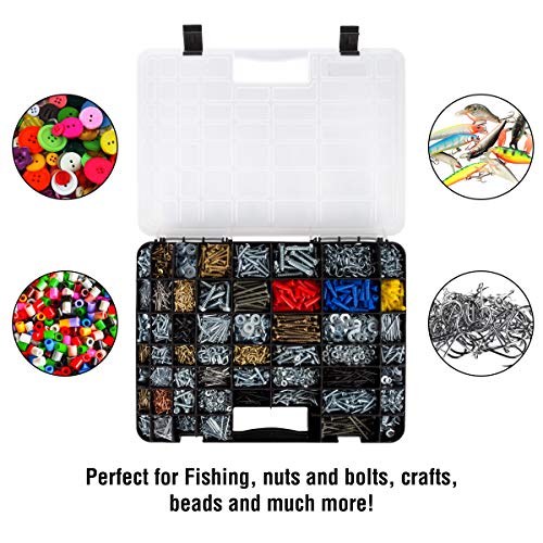 Stalwart - 75-ST6073 Portable Storage Case with Secure Locks and 55 Small Bin Compartments for Hardware, Screws, Bolts, Nuts, Nails, Beads, Jewelry and More by Black 55 Bin