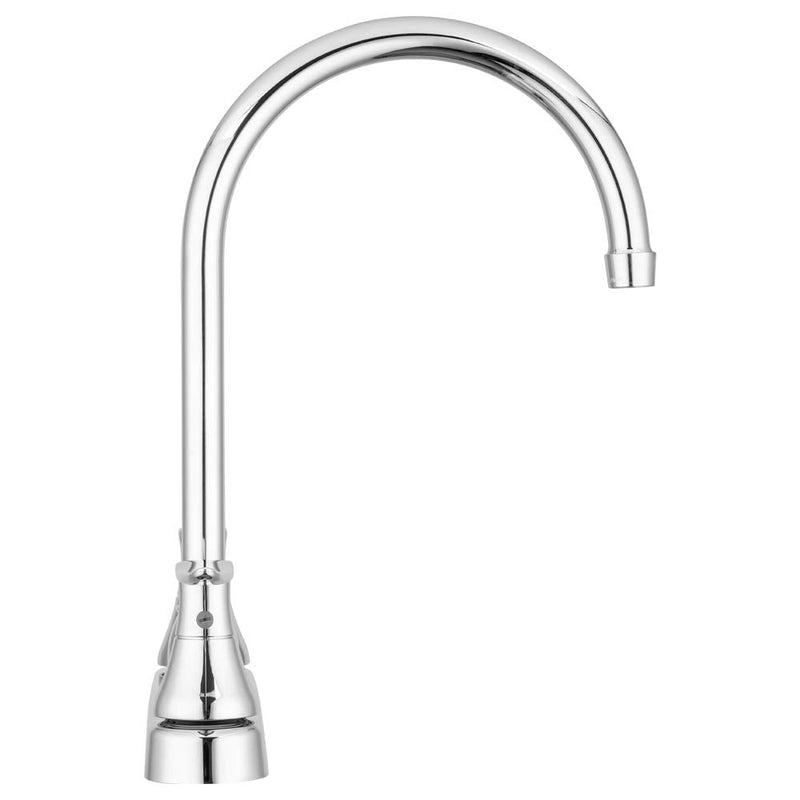 Dura Faucet DF-PK330HLH-CP RV Swivel J-Spout Kitchen Sink Faucet (Chrome) | Rotating spout reaches across the sink; two handles fine-tune temperature. Chrome Polished