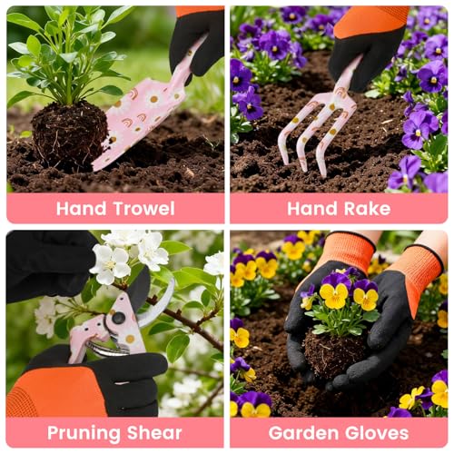 Garden Tools Set Heavy Duty Gardening Tools Set + Garden Tools 7 Pack Garden Tool Set with Ergonomic Non-Slip Handle