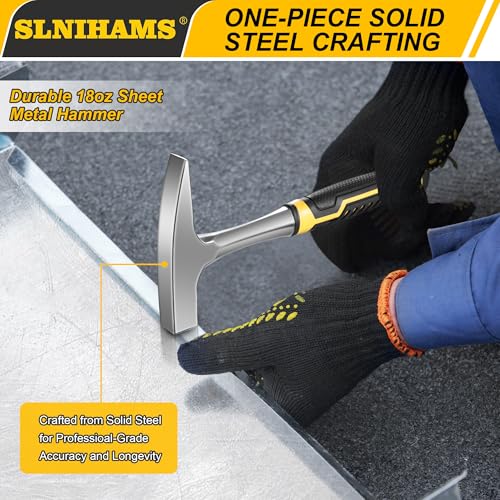 SLNIHAMS Tinner's Hammer, 18oz Sheet Metal Hammer Tools, Hvac Tool Tinners Hammer with Forged Steel Construction and Shock Reduction Grip, Sheet Metal Hammers, Welding and Chipping Hammer