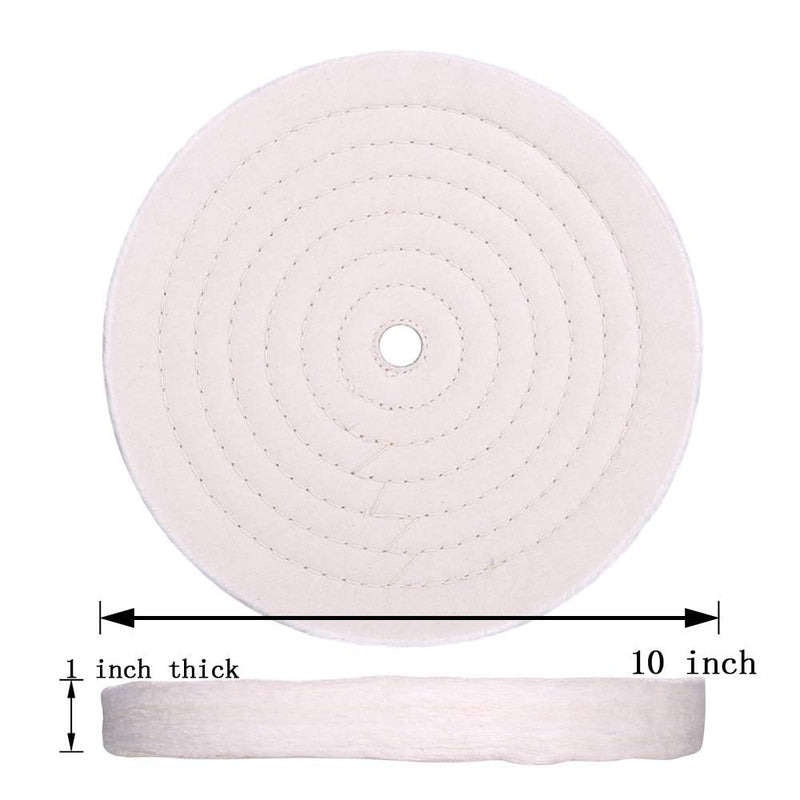 Buffing Polishing Wheel 10 inch Extra Thick Fine Cotton (70 Ply) for Bench Grinder with 3/4'' Arbor Hole,2 Pack 2