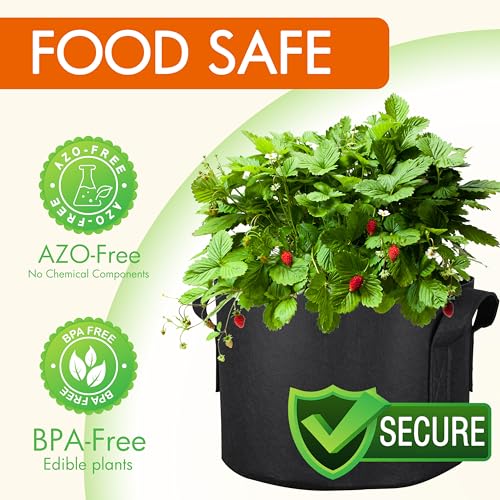 Gardzen Pruning Shear and Grow Bags Bundle: 8" SK5 Steel Bypass Pruner with Lock & 10-Pack 5 Gallon 300G Thickened Fabric Pots with Handles for Plants, Gardening and Aeration Planting