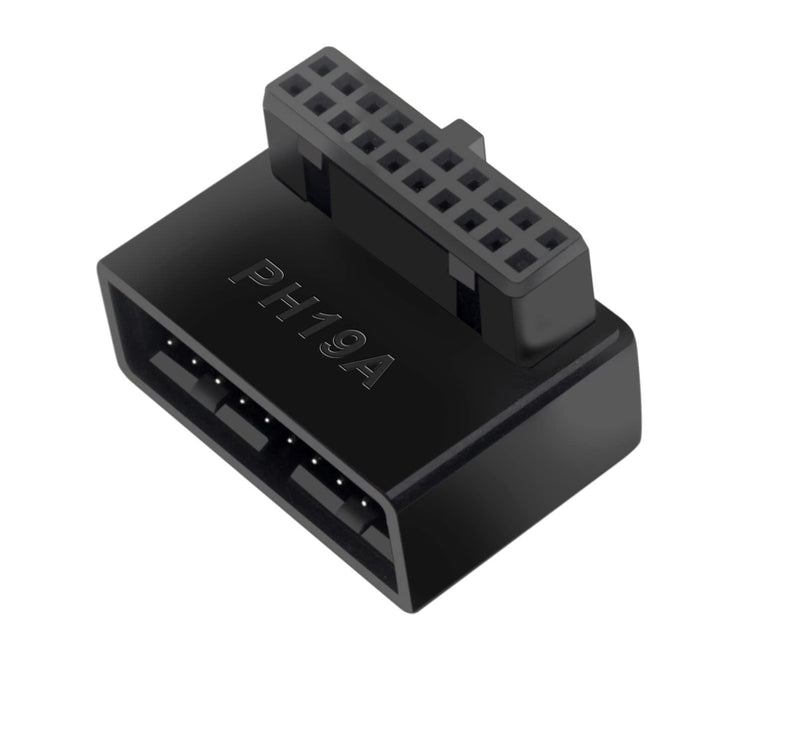 USB 3.0 90 Degree Motherboard Adapter 19 Pin/20 Pin Male to Female Extension Adapter L Turn Right Angle Socket for Desktop Motherboard (Up Angle PH19A)