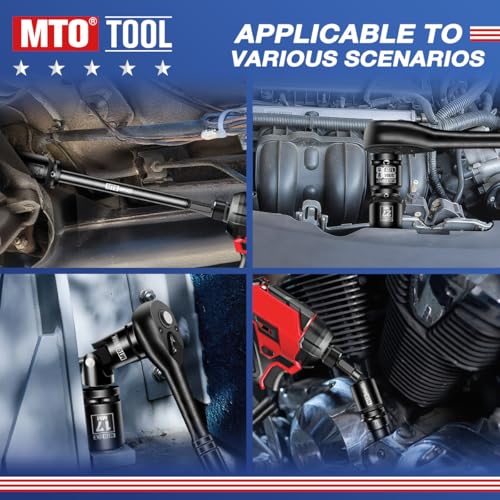 MTO 18-Piece Impact Socket Adapter & Universal Joint Set, 1/4", 3/8" & 1/2" Drive Hex Shank Drill Bit with Standard, Long & Swivel Types, for Impact Wrench & Driver