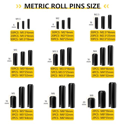 274PCS SAE Roll Pins & 274PCS Metric Roll Pins