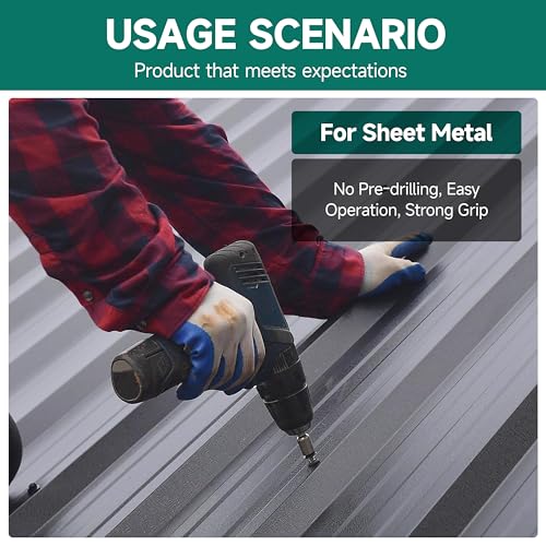 385Pcs #8#10#12 Self-Tapping Screws for Metal 410 Stainless Steel Hex Head Self-Drilling Screws Assortment Kit, Quick Tapping Sheet Metal Screw