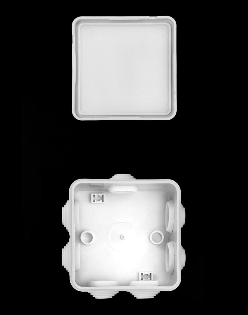 QWORK Pack of 2 surface-mounted junction boxes, junction boxes, waterproof, dustproof, IP65, ABS plastic, universal electrical project housing, white, 85 x 85 x 50mm