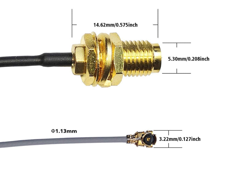 WiFi 6E Antenna Tri-Band 6GHz 5GHz 2.4GHz RP-SMA Male + 10in U.FL to RPSMA Female Extension Cable for Mini PCIe Slot WiFi Cards 2 Pcs