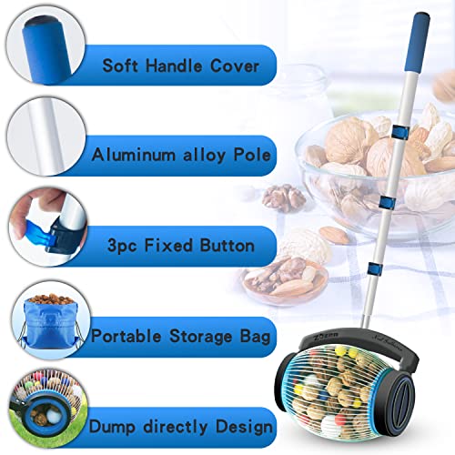 Zozen Nut Gatherer, Acorn Picker Upper, Side Opening Dump, 1 Gallon Medium-Objects 3/8'' to 1''