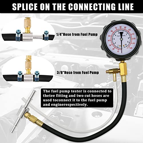 0-140 PSI Automotive Fuel Pressure Tester Kit for Gasoline Engines