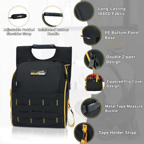 with Shoulder Strap, Zippered Flip Cover Tool Pouch Bag, Tape Measure Holder,Tape Measure Belt Clip