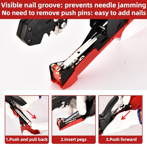Suca Plant Tying Machine, Lightweight Plant Tying Tape Tool to Tie Up Vine Quickly, Plant Tie Tapener Gun with Tapes and Staples, Red