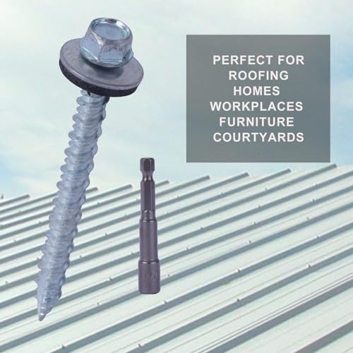 Metal Roofing Screws 10 x 2 inch, Hex Head Sheet Metal Roof Screw with EPDM Washer for Corrugated Roofing (250Pcs)
