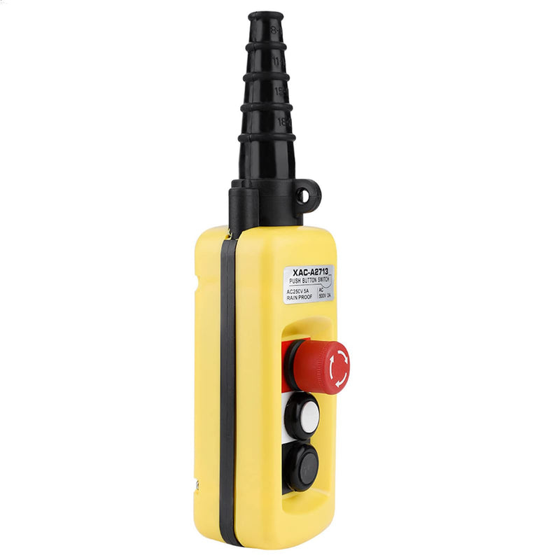 Crane Lift Control Switch XAC-A2713 Suspension Lifting Control Unit with Push Button Switch for Crane with Emergency Stop (2 Buttons) 2 buttons