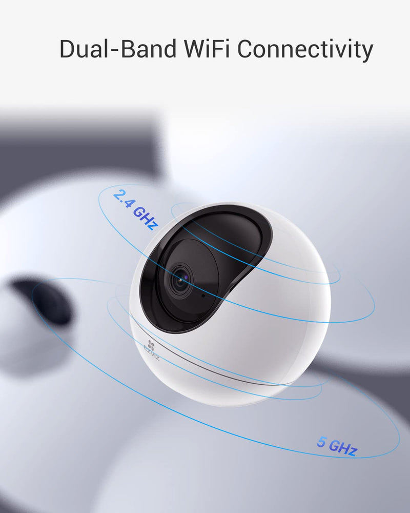 EZVIZ 4MP Indoor Camera, Pan/Tilt Baby Pet Monitor with AI Human and Pet Detection, Voice Activity Detection, Waving-Hand Recognition, Starlight Lens Color Vision, 2.4/5 GHz Dual-Band Wi-Fi | C6