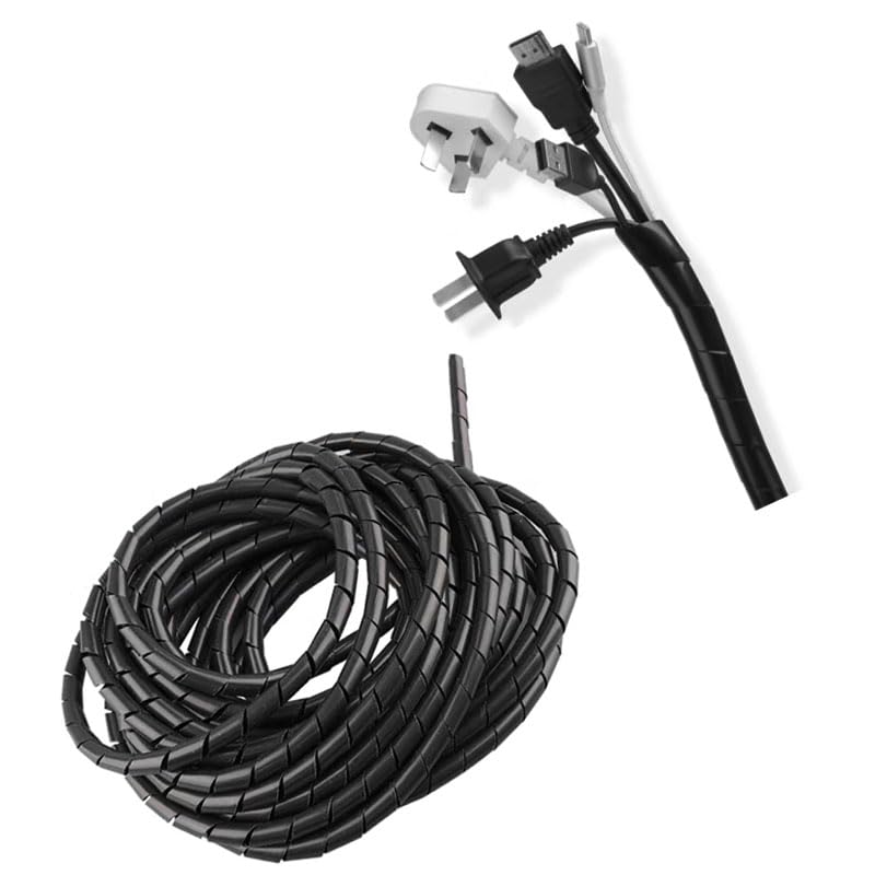 Spiral Cable Wrap -(6 mm) Cord Covers Bundle Sleeve Hose for PC TV Computer Electrical Wire Organizer, Cord Cover and Detangler (1/4 Inch-45Ft Black) 6mm