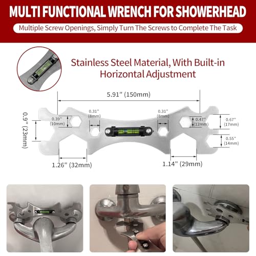 Basin Wrench Set, 6-Piece Sink Faucet Installation Tool Kit, 8-in-1 Adjustable Plumbing Spanner with Wide Jaw, 10-70mm Range